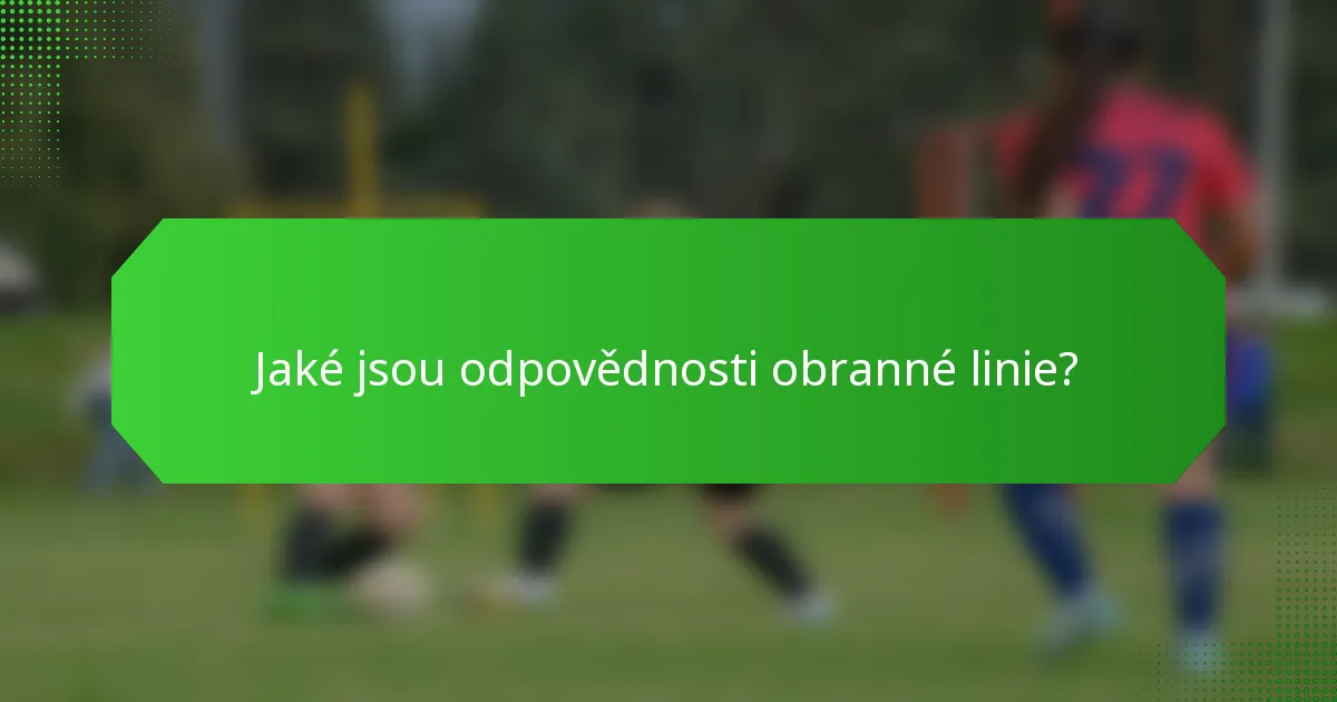 Jaké jsou odpovědnosti obranné linie?
