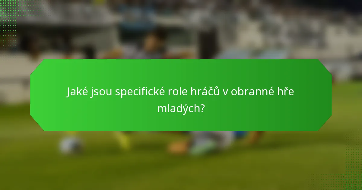 Jaké jsou specifické role hráčů v obranné hře mladých?